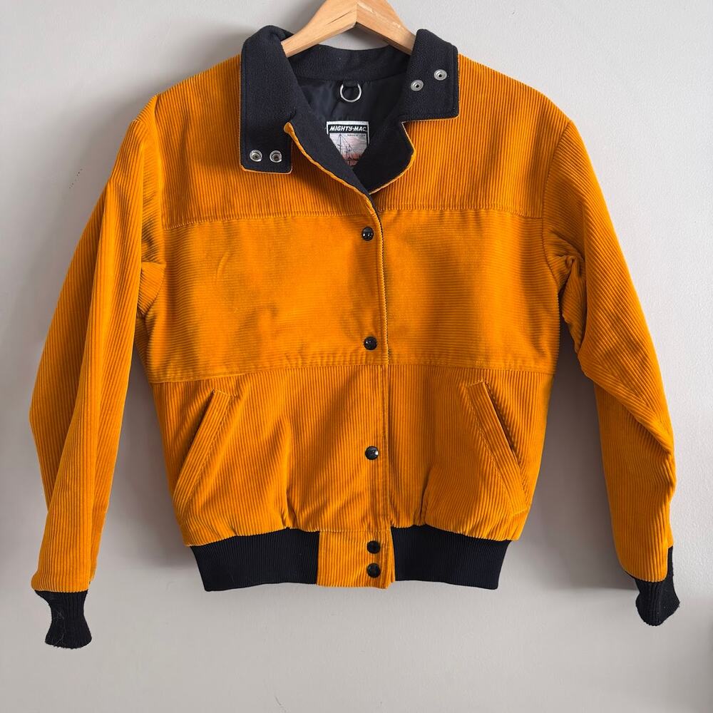 Vintage Mighty Mac Out O'Gloucester Yellow Corduroy Snap Button Jacket Made USA